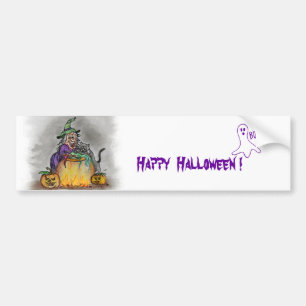 Hekje en kat, Happy Halloween! Bumpersticker