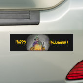 Hekje en kat, Happy Halloween! Bumpersticker (Op auto)