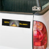 Hekje en kat, Happy Halloween! Bumpersticker (Op Truck)