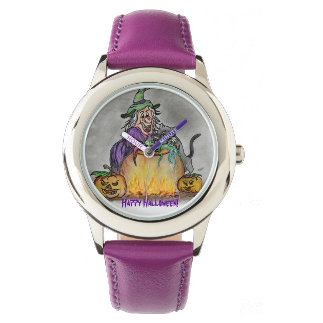 Hekje en kat, Happy Halloween! Horloge (Voorkant)
