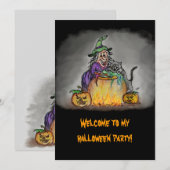 Hekje en kat, Happy Halloween! Kaart (Voorkant / Achterkant)