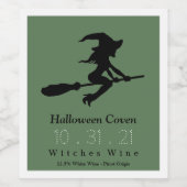 Hekje op Broomstick, Halloween Wijn Etiket (Enkel label)