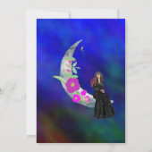 Hekje op maan met Flower & Spider Halloween Party Kaart (Achterkant)