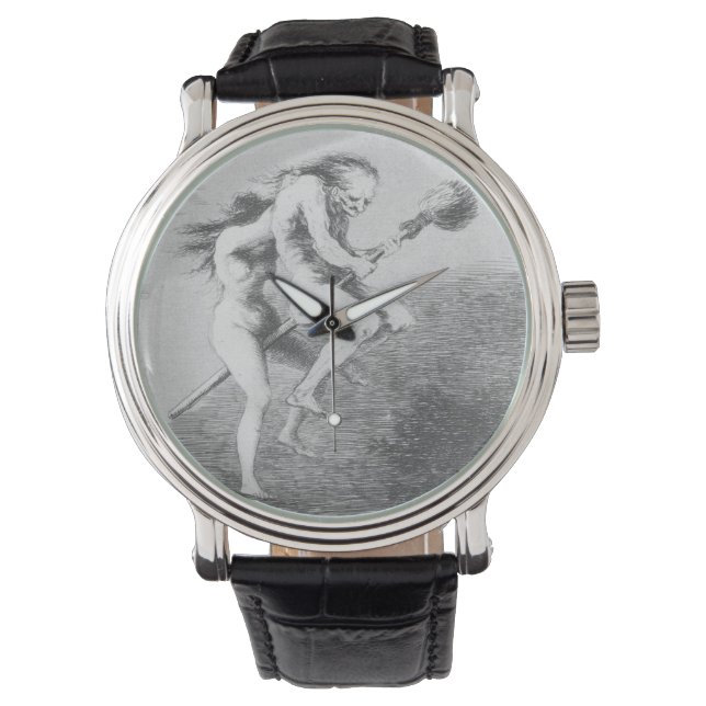 Hekken op een broomstok van Francisco Goya Horloge (Voorkant)