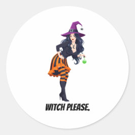 Heks, alsjeblieft Glamoureuze Heks Halloween Grafi Ronde Sticker