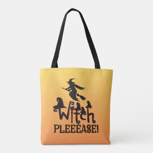 Heks alsjeblieft goud vet moderne heks Halloween Tote Bag (Achterkant)