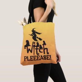 Heks alsjeblieft goud vet moderne heks Halloween Tote Bag