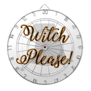 heks alsjeblieft grappig halloween met hoed dartbord