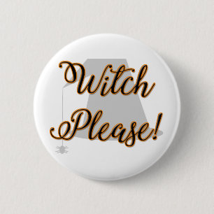 heks alsjeblieft grappig halloween met hoed ronde button 5,7 cm