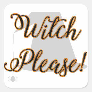 heks alsjeblieft grappig halloween met hoed vierkante sticker