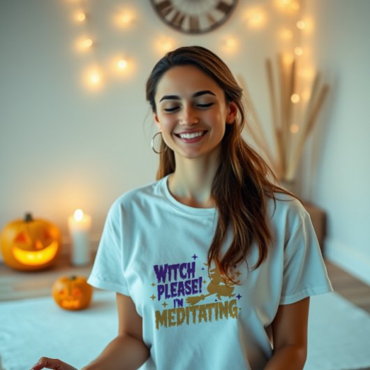 Heks Alsjeblieft, ik ben Halloween aan het mediter T-shirt