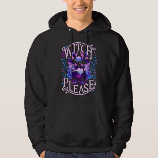 heks alsjeblieft kat Schattigee zwarte kat hallowe Hoodie (Voorkant)