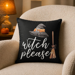 Heks Alsjeblieft Zwarte Waterverf Halloween Kussen