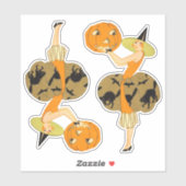  heks Art Deco Witch en Pumpkin Halloween Sticker (Vel)