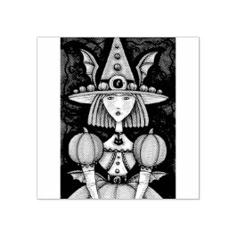 HEKS BAT MEISJE, GOTHIC HALLOWEEN RUBBER STEMPEL