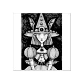 HEKS BAT MEISJE, GOTHIC HALLOWEEN RUBBER STEMPEL (Afrduk)
