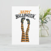 Heks Been Kousen Happy Halloween Feestdagenkaart (Staand voorkant)