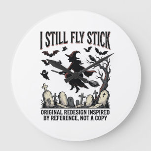 Heks Bestuurd Pun T-shirt Grappig Vintage Hallowee Grote Klok