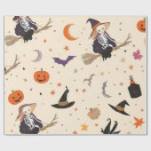 Heks & Bezem Halloween Cadeaupapier (Vlak)