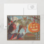 Heks bezem Jack O Lantern Uil Maan Briefkaart (Voorkant / Achterkant)