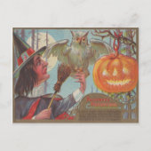 Heks bezem Jack O Lantern Uil Maan Briefkaart (Voorkant)