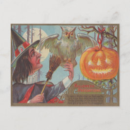 Heks bezem Jack O Lantern Uil Maan Briefkaart