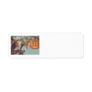 Heks bezem Jack O Lantern Uil Maan Etiket