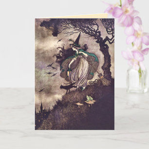  heks bezem kat art nouveau kaart