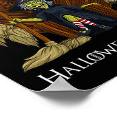 Heks bezems troon plezier halloween meisjes Kinder Poster (Hoek)