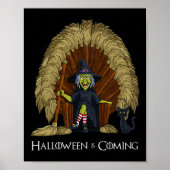 Heks bezems troon plezier halloween meisjes Kinder Poster (Voorkant)