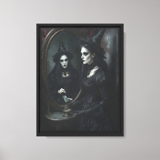 Heks bij Mirror Canvas Wall Art Afdruk (Voorkant)