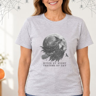 Heks bij Nacht Onderwijzer overdag Vintage Hallowe T-shirt
