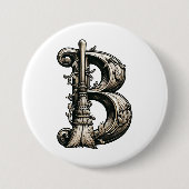  heks Broom B Halloween Ronde Button 7,6 Cm (Voorkant)