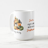 Heks Cat Jack O Lantaarn Pompoen Patch Halloween Koffiemok (Voorkant links)