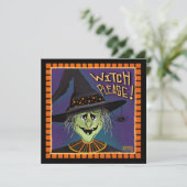 Heks citeren graag grappige Halloween Feestdagenkaart (Staand voorkant)