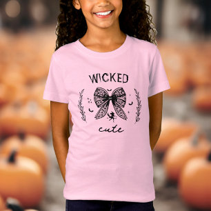 Heks Coquette Zwart Bow Halloween Naam Roze T-shirt