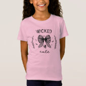 Heks Coquette Zwart Bow Halloween Naam Roze T-shirt (Voorkant)