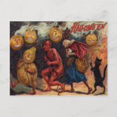 Heks Devil Black Cat Jack O' Lantern Briefkaart (Voorkant)