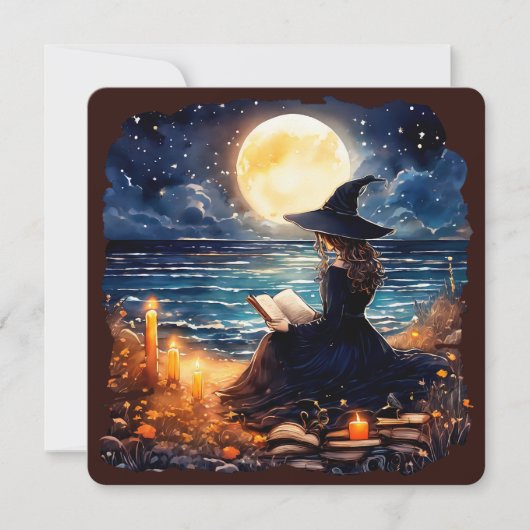 Heks die een boek leest - Wicca Halloween 1 (Voorkant)