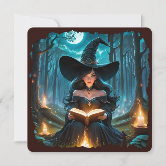 Heks die een boek leest - Wicca Halloween 2 (Voorkant)