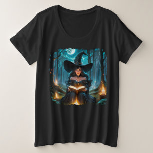Heks die een boek leest - Wicca Halloween 2 Grote Maat T-shirt