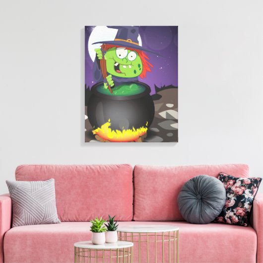 Heks die een ketel roert . canvas afdruk (Insitu (Woonkamer))