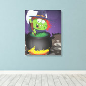 Heks die een ketel roert . canvas afdruk (Insitu (Houten vloer))