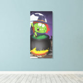 Heks die een ketel roert . canvas afdruk (Insitu (Houten vloer))