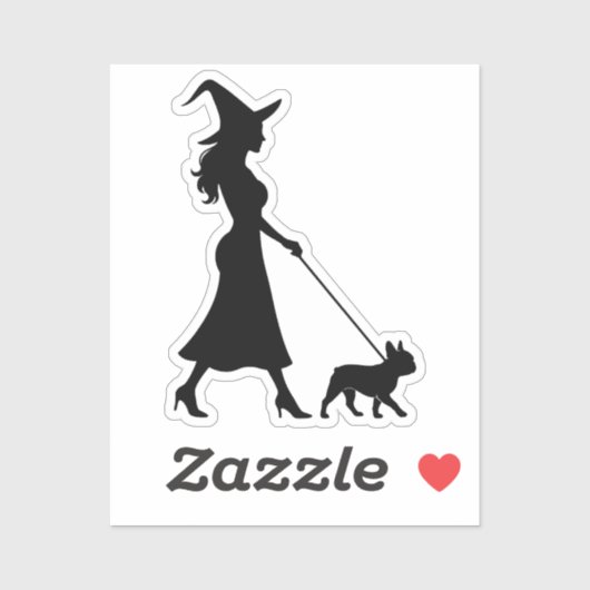 Heks die Franse Bulldog uitlaat  Sticker (Vel)