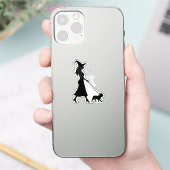 Heks die Franse Bulldog uitlaat  Sticker (Telefoon)