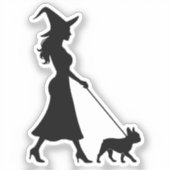 Heks die Franse Bulldog uitlaat  Sticker (Voorkant)