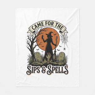 Heks Drinkend Shirt Slurpen en Spreuken Vintage Ha Fleece Deken
