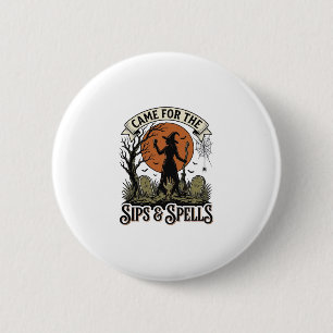 Heks Drinkend Shirt Slurpen en Spreuken Vintage Ha Ronde Button 5,7 Cm
