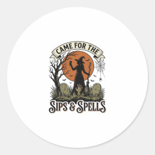 Heks Drinkend Shirt Slurpen en Spreuken Vintage Ha Ronde Sticker